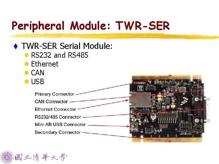 Peripheral Module: TWR-SER t TWR-SER Serial Module: l RS 232 and RS 485 l