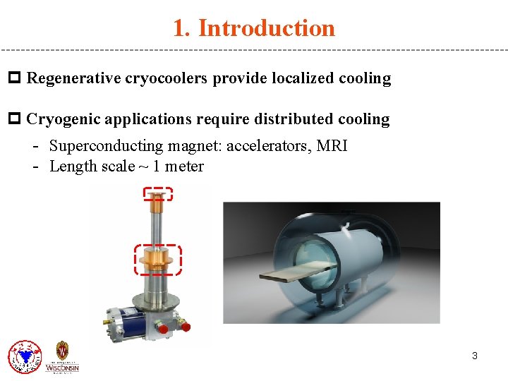 1. Introduction p Regenerative cryocoolers provide localized cooling p Cryogenic applications require distributed cooling