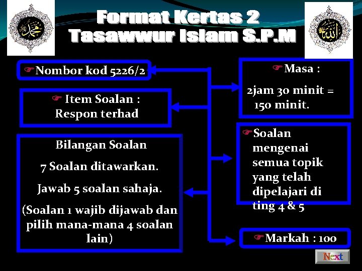 FNombor kod 5226/2 F Item Soalan : Respon terhad Bilangan Soalan 7 Soalan ditawarkan.