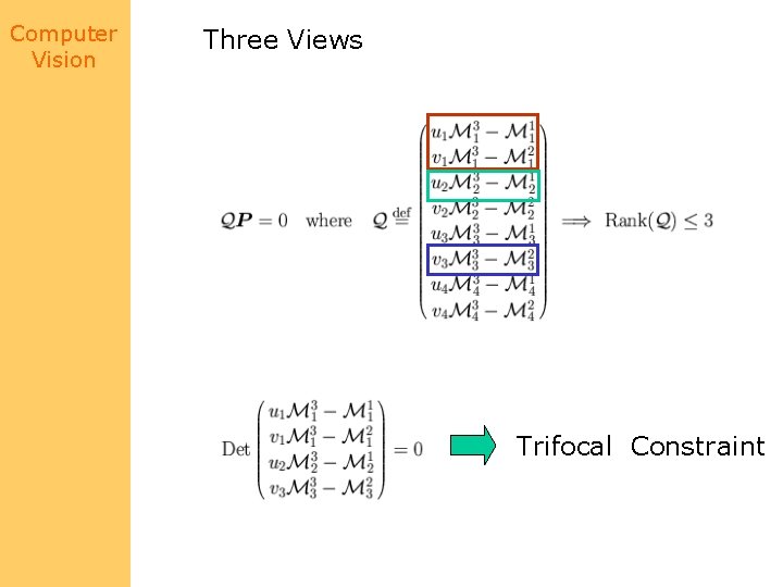 Computer Vision Three Views Trifocal Constraint 