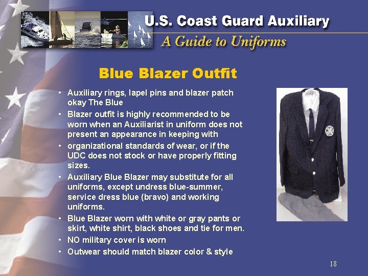 Blue Blazer Outfit • Auxiliary rings, lapel pins and blazer patch okay The Blue