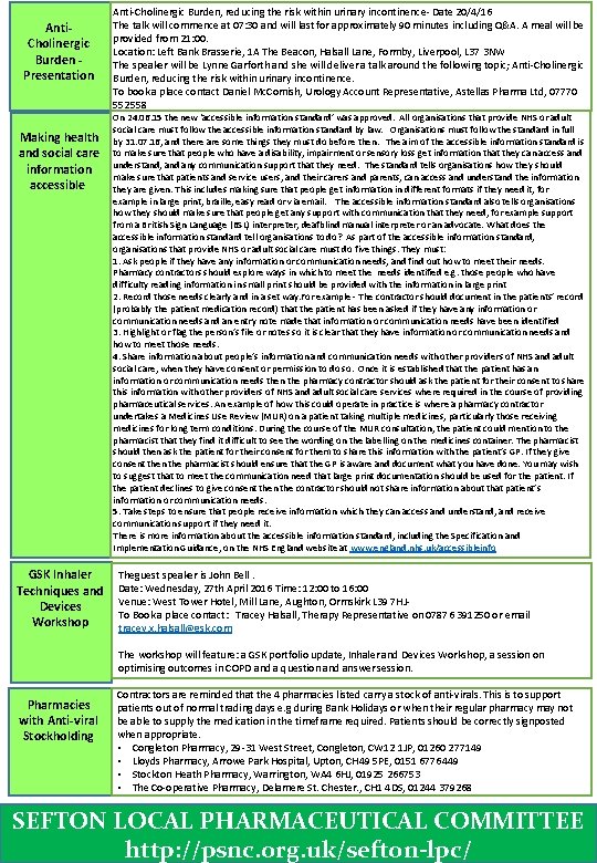 Anti. Cholinergic Burden - Presentation Making health and social care information accessible GSK Inhaler