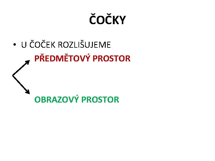 ČOČKY • U ČOČEK ROZLIŠUJEME PŘEDMĚTOVÝ PROSTOR OBRAZOVÝ PROSTOR ČOČKY • U ČOČEK ROZLIŠUJEME PŘEDMĚTOVÝ PROSTOR OBRAZOVÝ PROSTOR