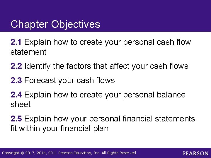 Chapter Objectives 2. 1 Explain how to create your personal cash flow statement 2.