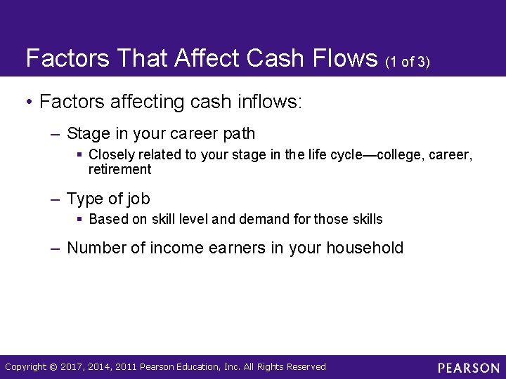 Factors That Affect Cash Flows (1 of 3) • Factors affecting cash inflows: –