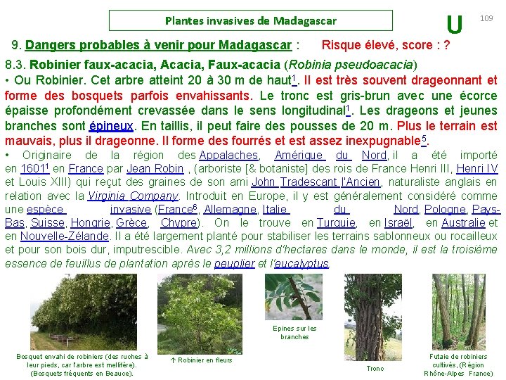 U Plantes invasives de Madagascar 9. Dangers probables à venir pour Madagascar : 109