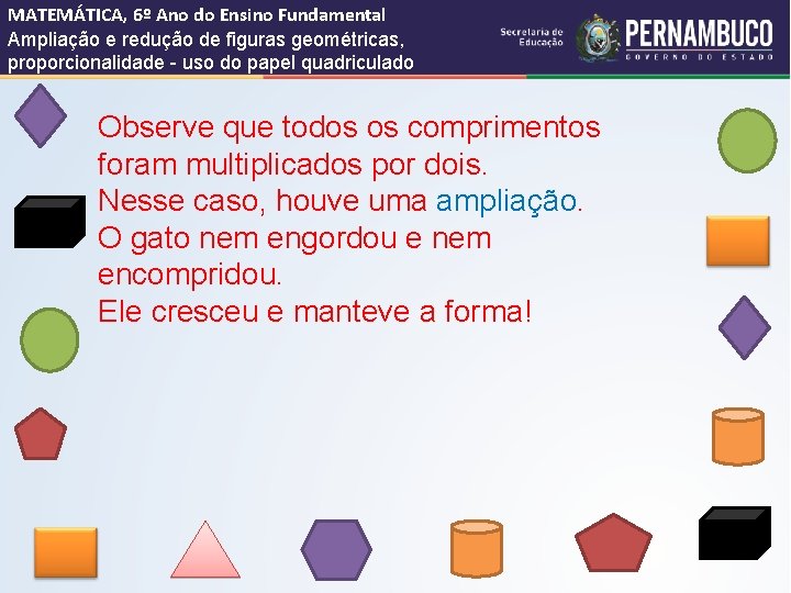 MATEMÁTICA, 6º Ano do Ensino Fundamental Ampliação e redução de figuras geométricas, proporcionalidade -