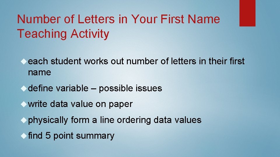 Number of Letters in Your First Name Teaching Activity each student works out number Number of Letters in Your First Name Teaching Activity each student works out number