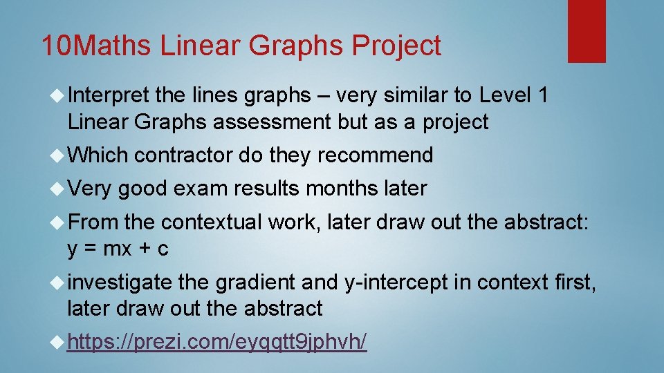 10 Maths Linear Graphs Project Interpret the lines graphs – very similar to Level 10 Maths Linear Graphs Project Interpret the lines graphs – very similar to Level