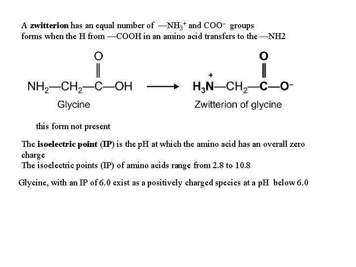 A zwitterion has an equal number of —NH 3+ and COO– groups forms when A zwitterion has an equal number of —NH 3+ and COO– groups forms when