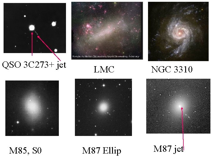 QSO 3 C 273+ jet M 85, S 0 LMC M 87 Ellip NGC