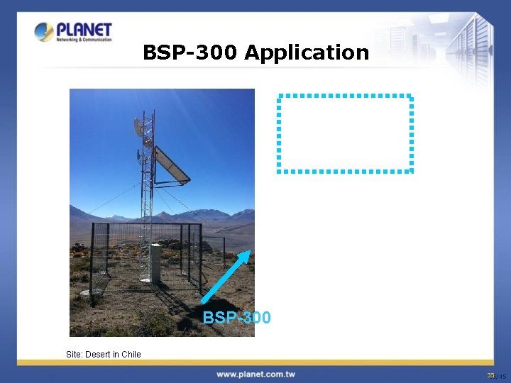 BSP-300 Application BSP-300 Site: Desert in Chile 35 35/45 