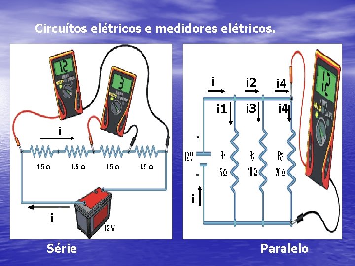 Circuítos elétricos e medidores elétricos. i i 1 i 2 i 4 i 3