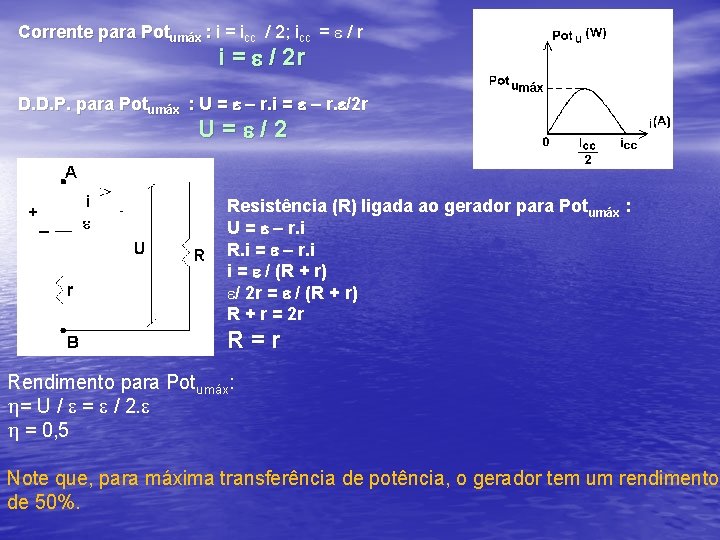 Corrente para Potumáx : i = i : cc / 2; icc = e