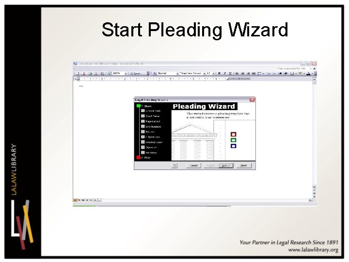 Start Pleading Wizard 