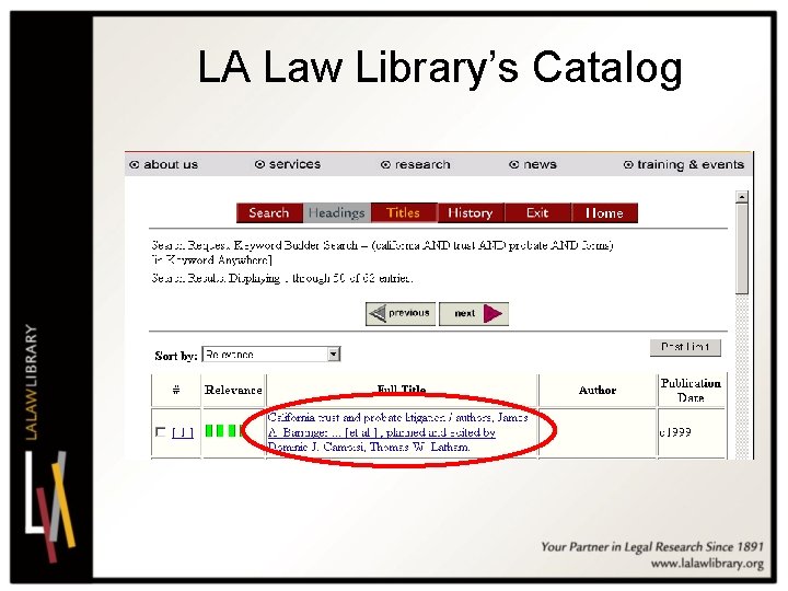 LA Law Library’s Catalog 