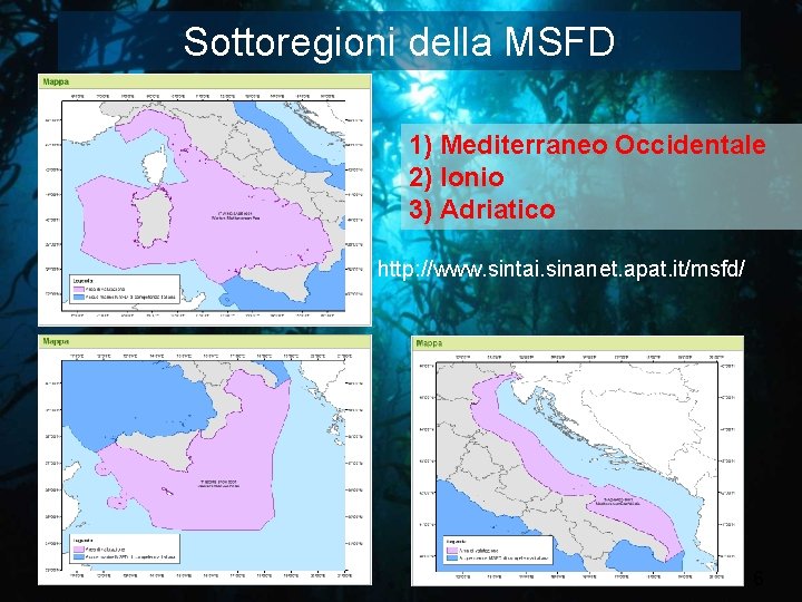 Sottoregioni della MSFD 1) Mediterraneo Occidentale 2) Ionio 3) Adriatico http: //www. sintai. sinanet. Sottoregioni della MSFD 1) Mediterraneo Occidentale 2) Ionio 3) Adriatico http: //www. sintai. sinanet.