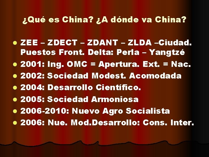 ¿Qué es China? ¿A dónde va China? l l l l ZEE – ZDECT