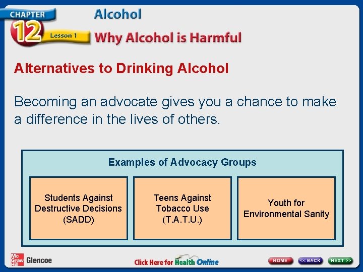 Alternatives to Drinking Alcohol Becoming an advocate gives you a chance to make a
