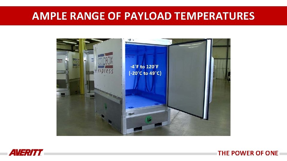 AMPLE RANGE OF PAYLOAD TEMPERATURES -4°F to 120°F (-20°C to 49°C) THE POWER OF AMPLE RANGE OF PAYLOAD TEMPERATURES -4°F to 120°F (-20°C to 49°C) THE POWER OF