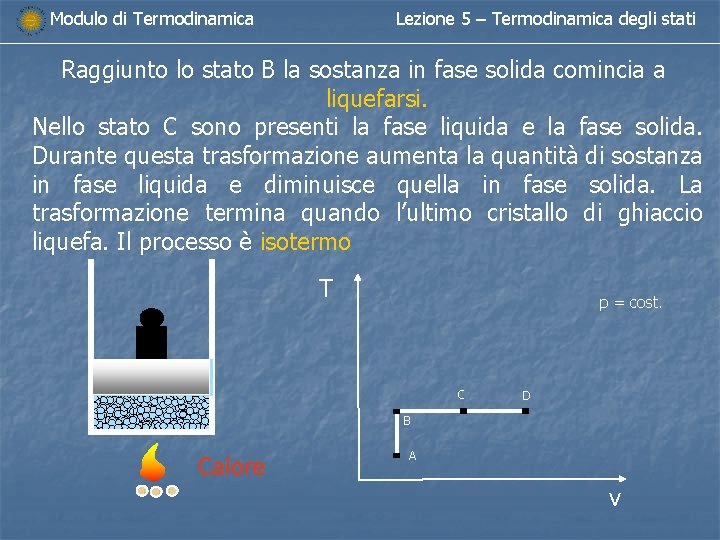 Modulo di Termodinamica Lezione 5 – Termodinamica degli stati Raggiunto lo stato B la