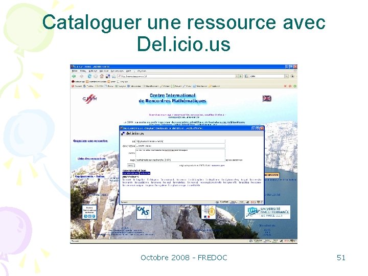Cataloguer une ressource avec Del. icio. us Octobre 2008 - FREDOC 51 