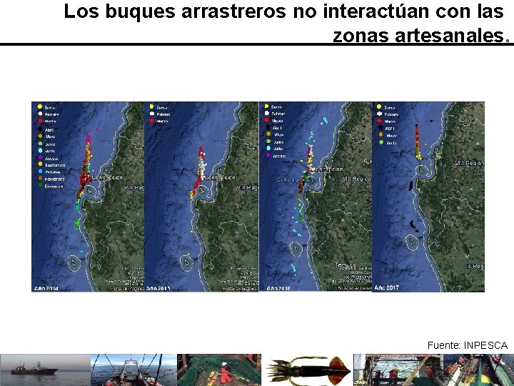 Los buques arrastreros no interactúan con las zonas artesanales. Fuente: INPESCA 