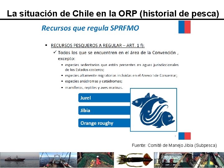 La situación de Chile en la ORP (historial de pesca) Fuente: Comité de Manejo