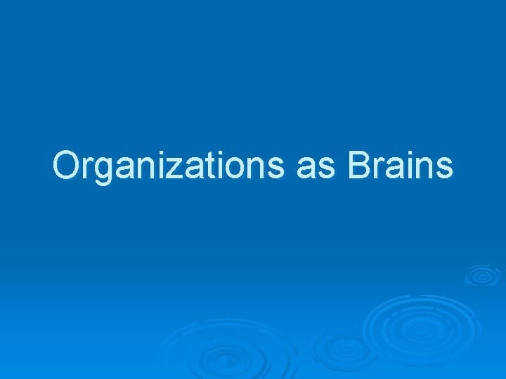Organizations as Brains 