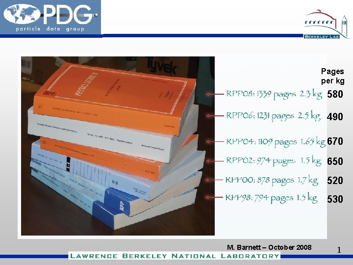 Pages per kg 580 490 670 650 520 530 M. Barnett – October 2008