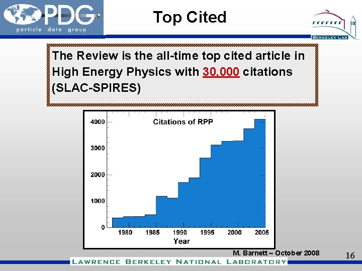 Top Cited The Review is the all-time top cited article in High Energy Physics