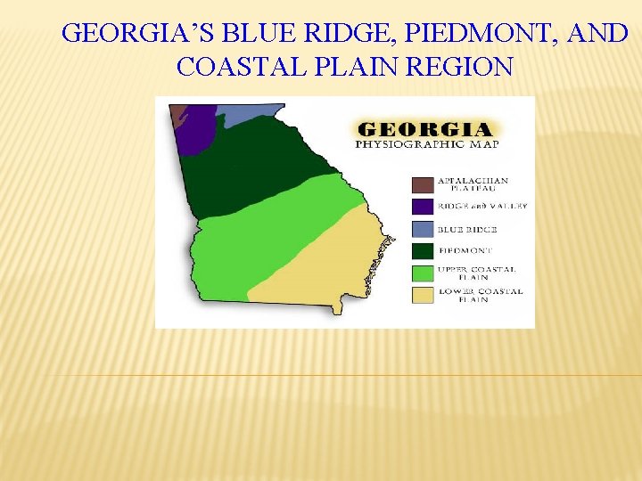 GEORGIA’S BLUE RIDGE, PIEDMONT, AND COASTAL PLAIN REGION 