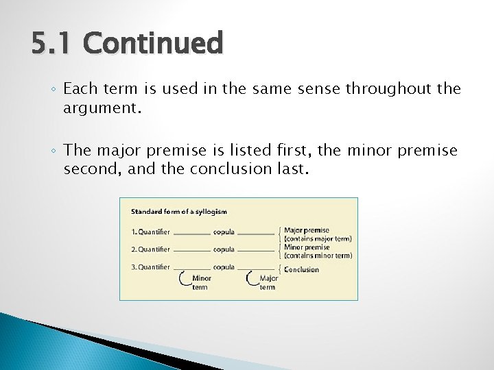 5. 1 Continued ◦ Each term is used in the same sense throughout the