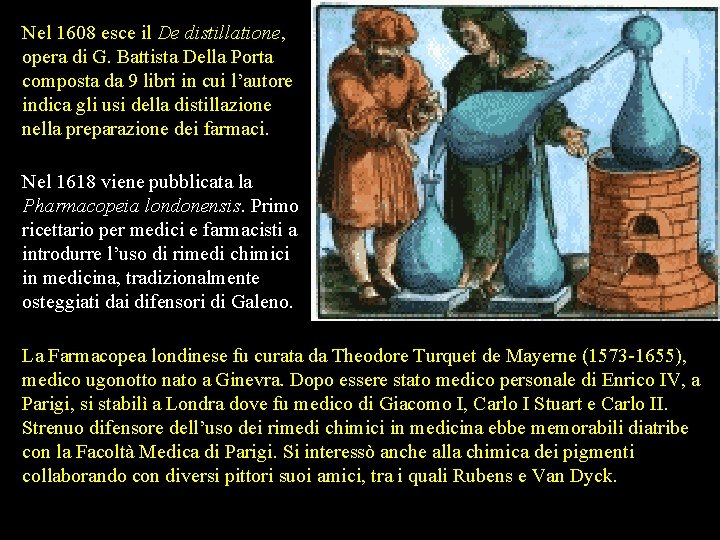 Nel 1608 esce il De distillatione, opera di G. Battista Della Porta composta da