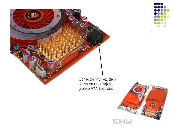 Conector PCI –E de 6 pines en una tarjeta gráfica PCI-Express 