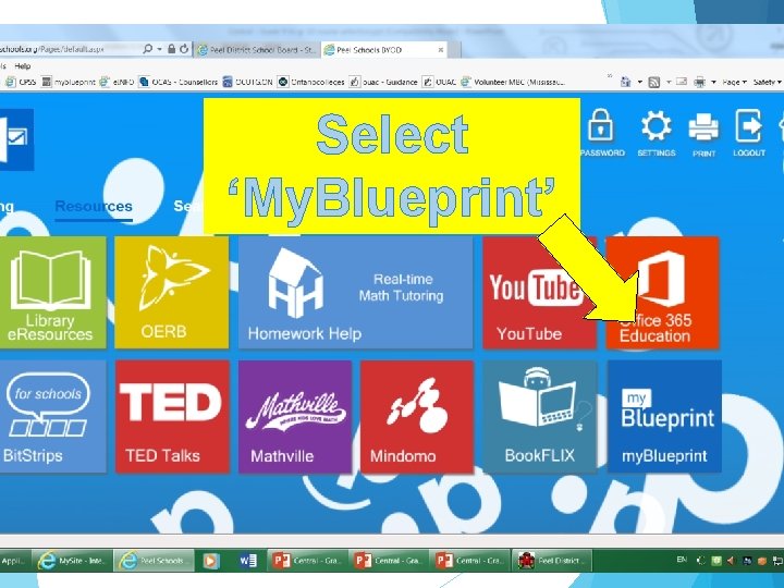 Select ‘My. Blueprint’ 