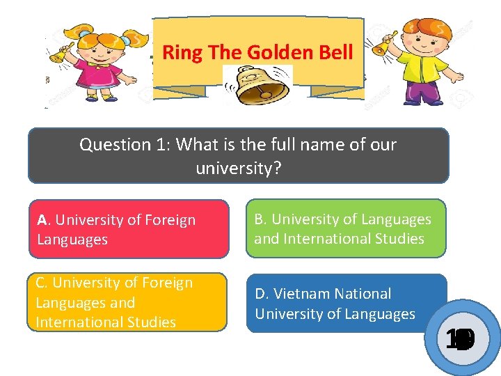 Ring The Golden Bell Question 1: What is the full name of our university? Ring The Golden Bell Question 1: What is the full name of our university?