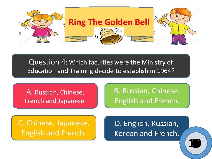 Ring The Golden Bell Question 4: Which faculties were the Ministry of Education and Ring The Golden Bell Question 4: Which faculties were the Ministry of Education and