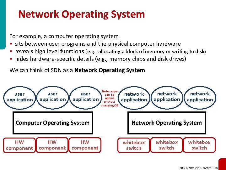 Network Operating System For example, a computer operating system • sits between user programs