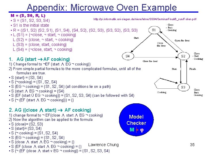 Appendix: Microwave Oven Example M = (S, S 0, R, L) http: //pi. informatik.