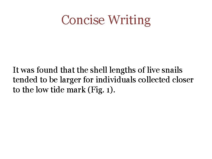 Concise Writing It was found that the shell lengths of live snails tended to