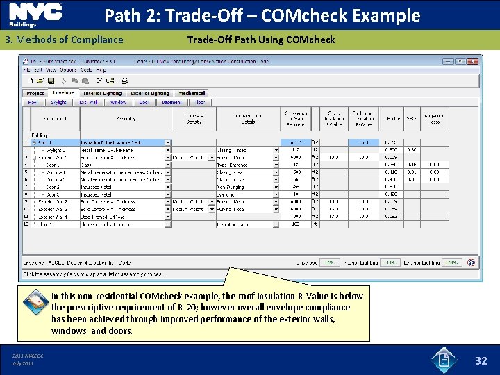 Path 2: Trade-Off – COMcheck Example 3. Methods of Compliance Trade-Off Path Using COMcheck