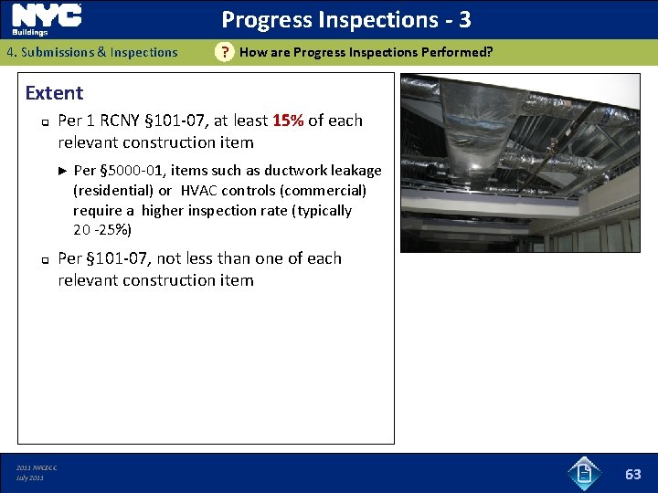 Progress Inspections - 3 4. Submissions & Inspections ? How are Progress Inspections Performed?