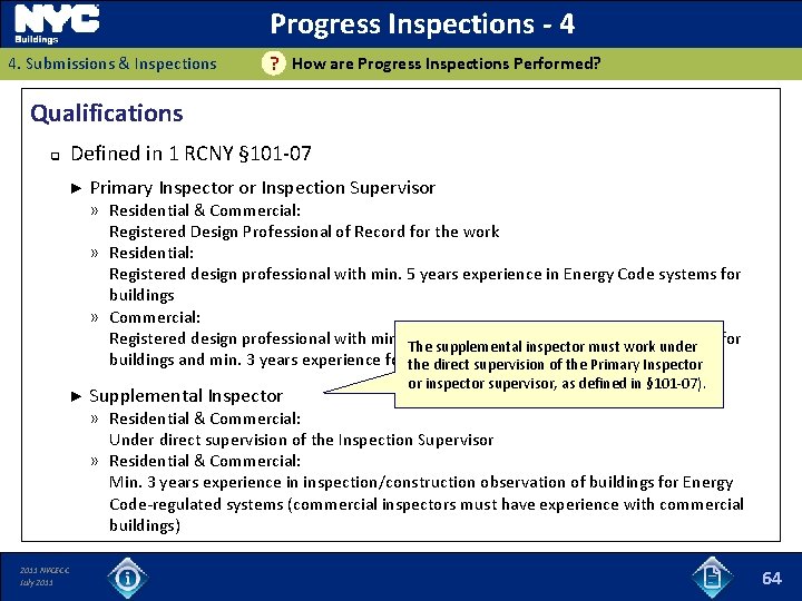 Progress Inspections - 4 4. Submissions & Inspections ? How are Progress Inspections Performed?