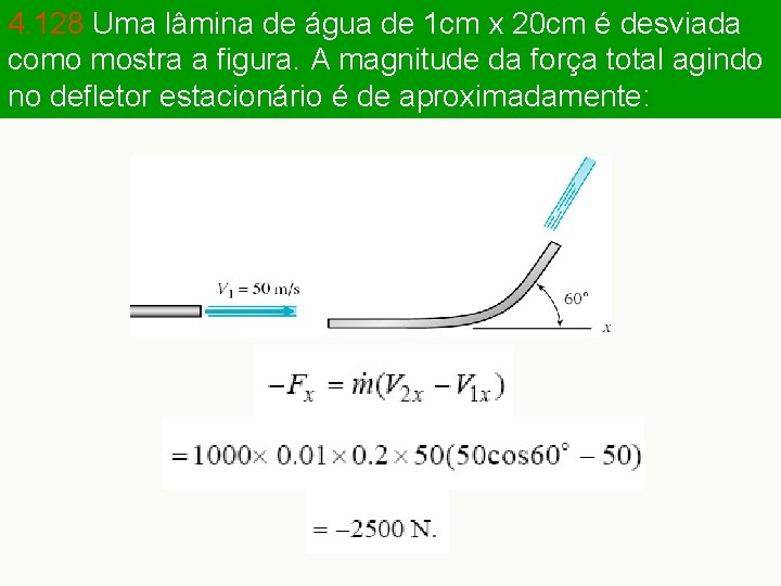 4. 128 Uma lâmina de água de 1 cm x 20 cm é desviada