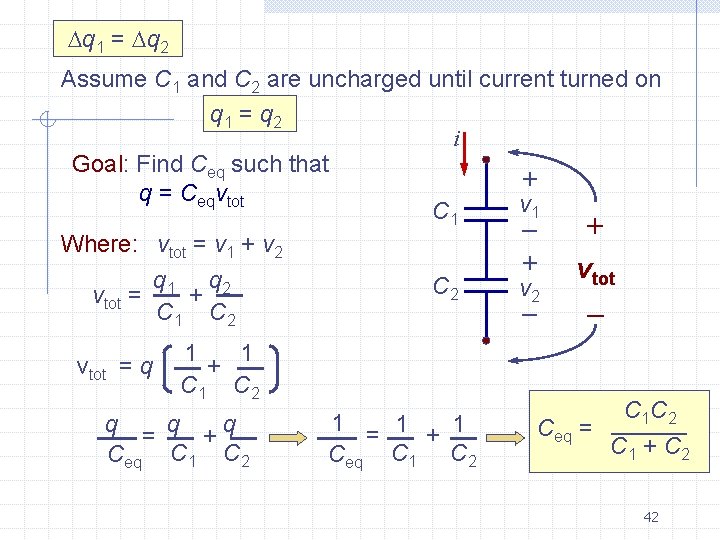  q 1 = q 2 Assume C 1 and C 2 are uncharged