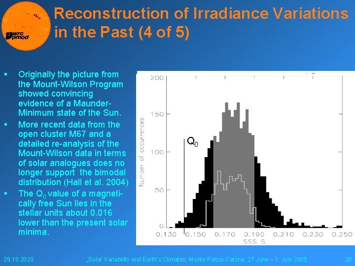 Reconstruction of Irradiance Variations in the Past (4 of 5) § § § Originally
