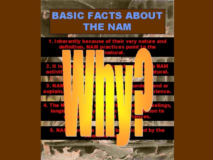 BASIC FACTS ABOUT THE NAM 1. Inherently because of their very nature and definition,