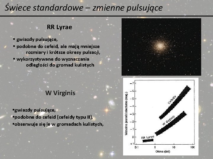 Świece standardowe – zmienne pulsujące RR Lyrae § gwiazdy pulsujące, § podobne do cefeid, Świece standardowe – zmienne pulsujące RR Lyrae § gwiazdy pulsujące, § podobne do cefeid,