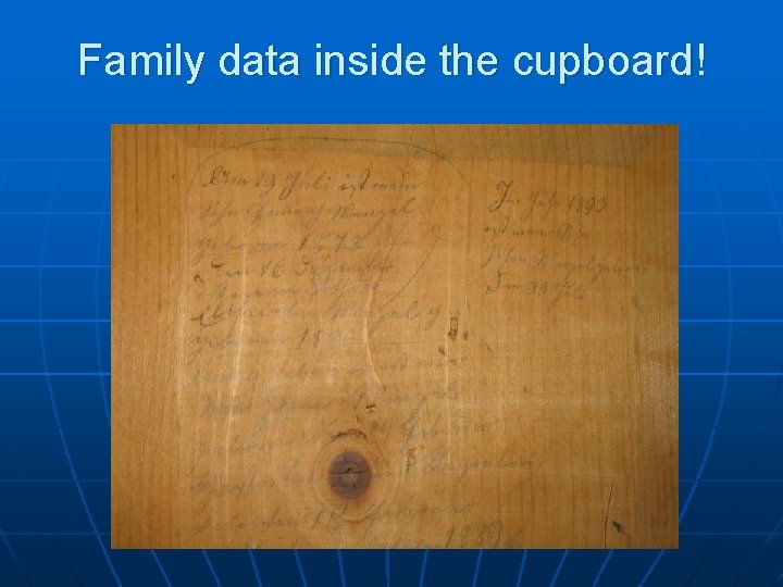 Family data inside the cupboard! 